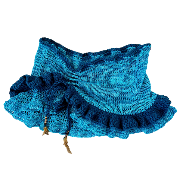 Flirty Topaz Crochet + Knit Mini Skirt