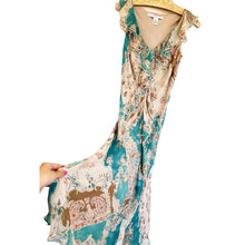 Load image into Gallery viewer, 90s Beige &amp; Teal Silk Dress
