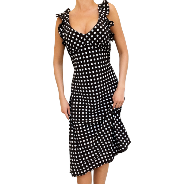 90s Polkadot Midi Dress