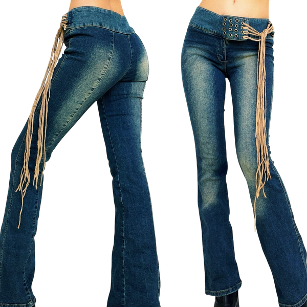 Early 2000s Suede Belt Jeans