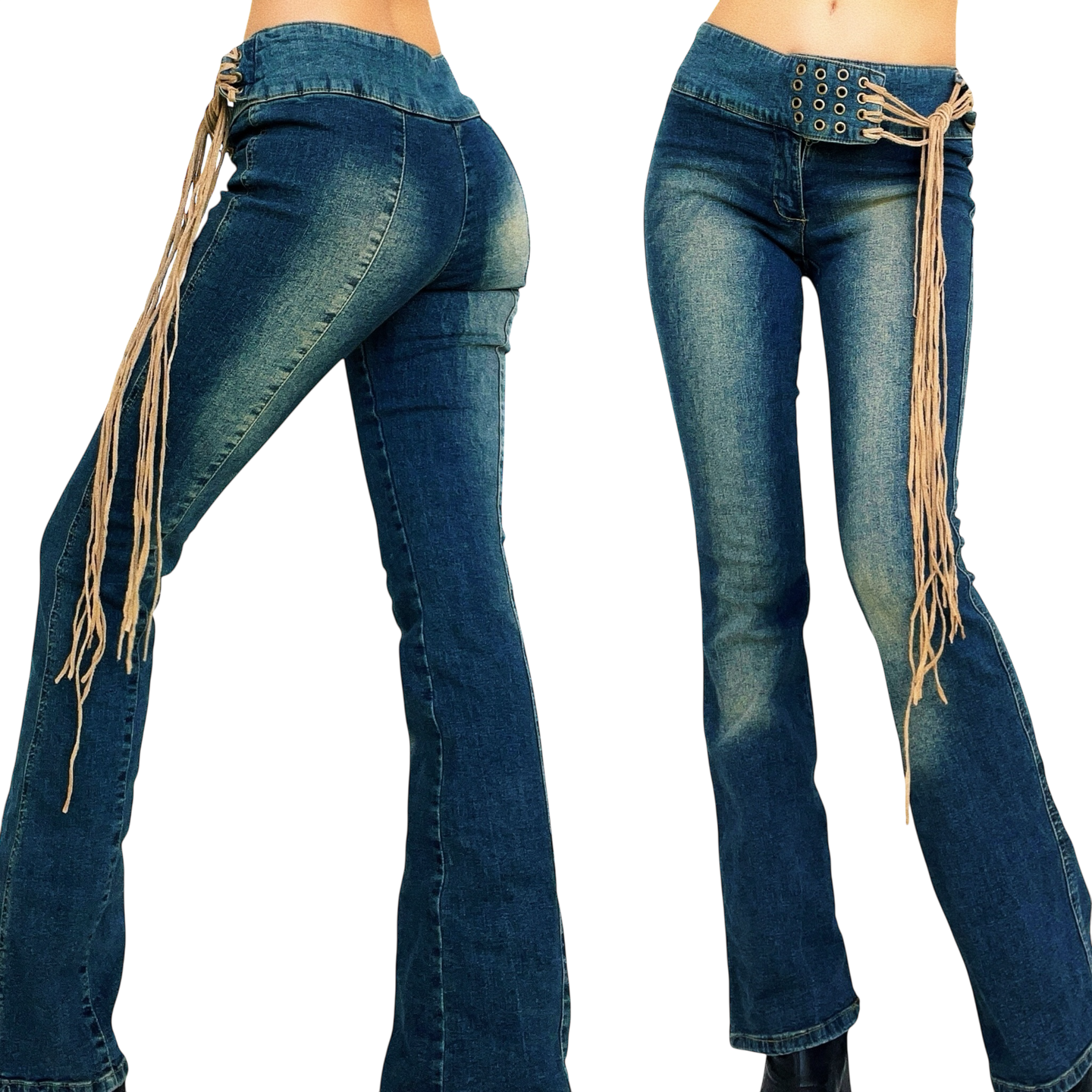 Early 2000s Suede Belt Jeans