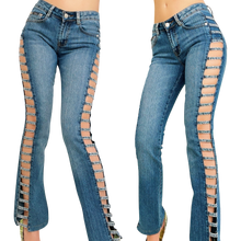 Load image into Gallery viewer, Early 2000s Rhinestone Cutout Jeans
