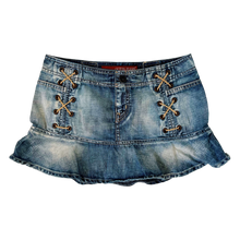 Load image into Gallery viewer, Guess Lace Up Denim Mini Skirt
