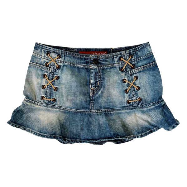 Guess Lace Up Denim Mini Skirt