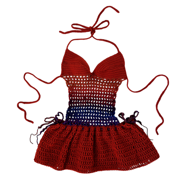 Desert Sunset Crochet Mini Dress