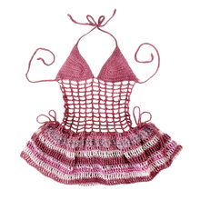 Load image into Gallery viewer, Dusty Lilac Crochet Mini Dress
