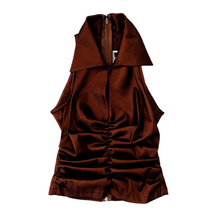 Load image into Gallery viewer, Vintage Chocolate Brown Collared Top
