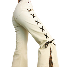 Load image into Gallery viewer, Early 2000s Lace Up Leopard Flares
