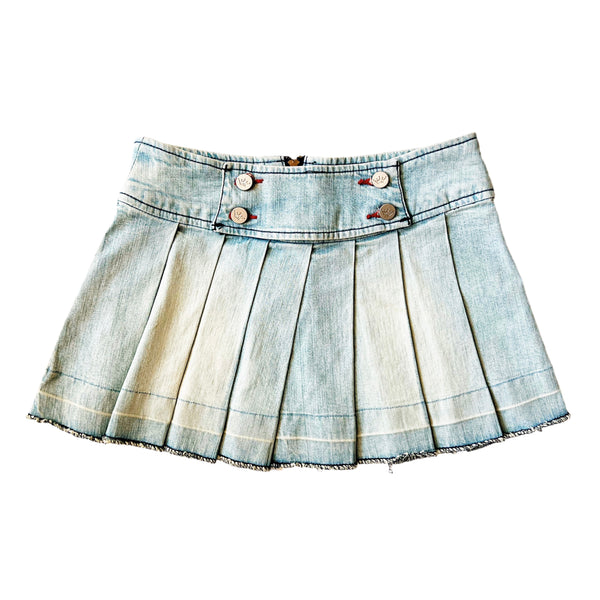 Early 2000s Pleated Denim Mini Skirt