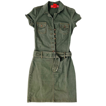 Load image into Gallery viewer, Early 2000s Army Green Belted Mini Dress
