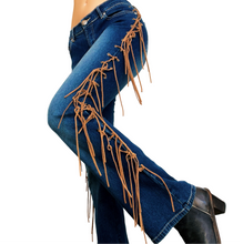 Load image into Gallery viewer, Early 2000s Suede Fringe Jeans
