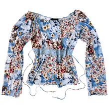 Load image into Gallery viewer, Vintage Flowy Blue Floral Top
