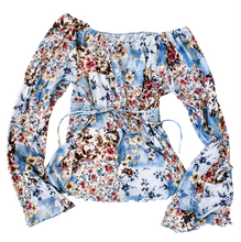 Load image into Gallery viewer, Vintage Flowy Blue Floral Top
