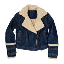 Load image into Gallery viewer, Faux Sherpa Denim Buckle Jacket
