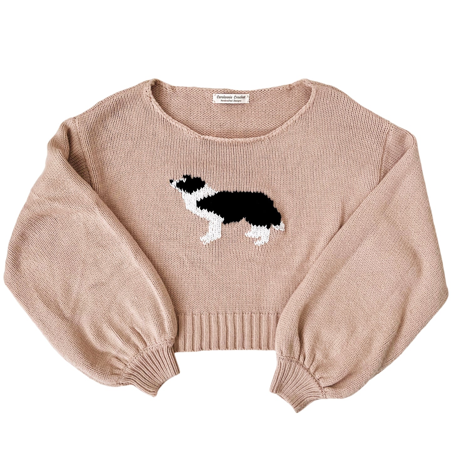 Hand Stitched Cropped Collie Sweater