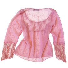 Load image into Gallery viewer, Vintage Sheer Pink Lacy Top
