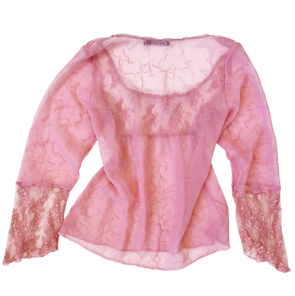 Vintage Sheer Pink Lacy Top