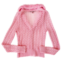 Load image into Gallery viewer, Baby Pink Furry Open Knit Cardigan
