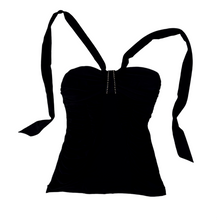 Load image into Gallery viewer, Early 2000s Black Ruched Halter Top
