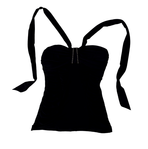 Early 2000s Black Ruched Halter Top