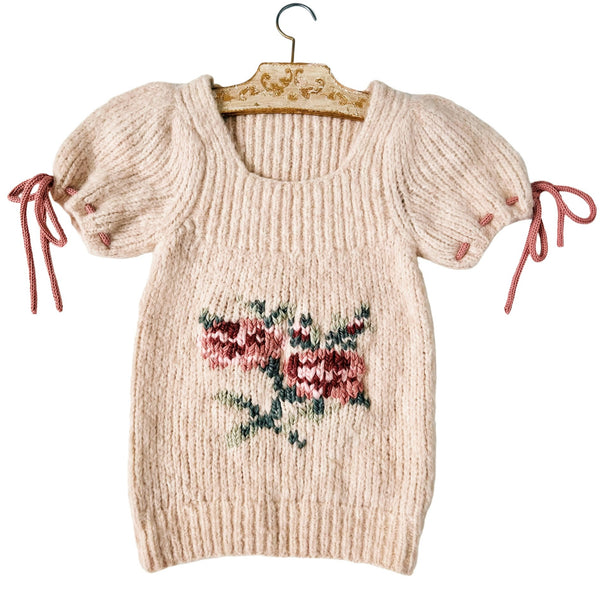 Hand Stitched Floral Sweater Top