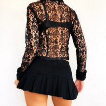 Load image into Gallery viewer, Sheer Lacy Black Zip Up Blouse
