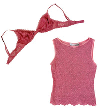 Load image into Gallery viewer, Sheer Rosy Pink Top + Bralette Set
