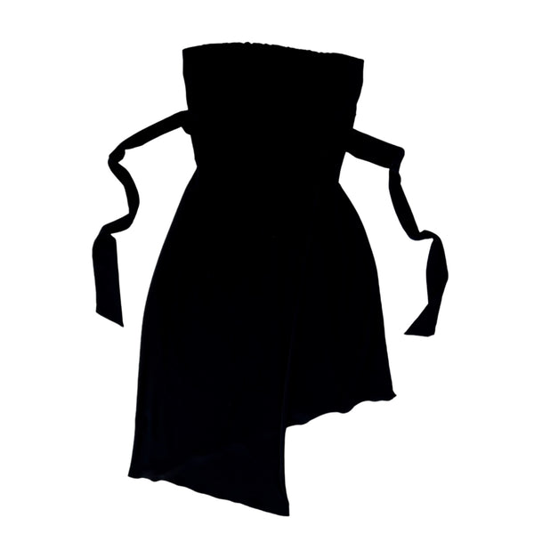 Early 2000s Black Strapless Midi Dress