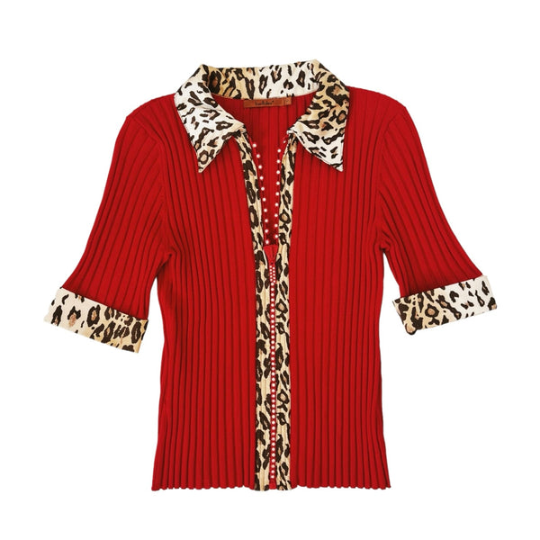 Cherry Red Leopard Top