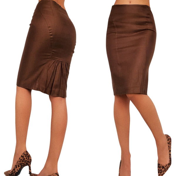 Bebe Brown Pencil Skirt