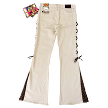 Load image into Gallery viewer, Early 2000s Lace Up Leopard Flares

