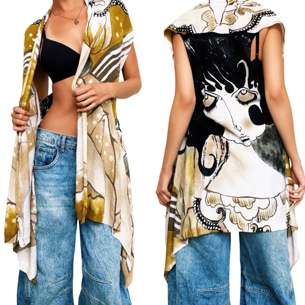 Artsy Graphic Sleeveless Duster