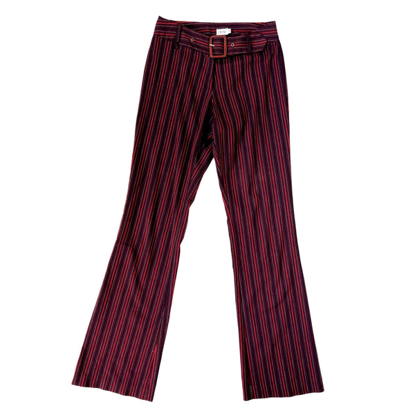 Vintage Caché Belted Pinstriped Pants