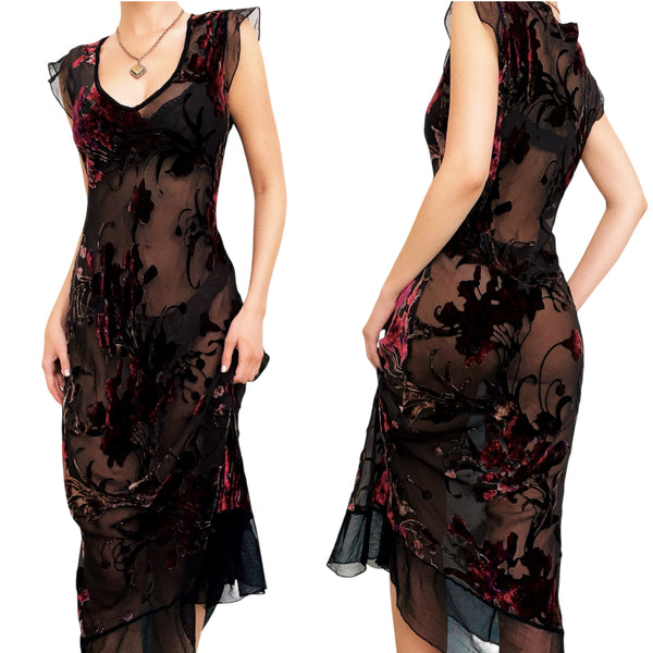 Katayone Adeli Sheer Floral Dress