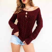 Load image into Gallery viewer, Burgundy Off The Shoulder Sweater
