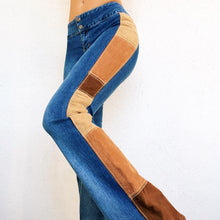 Load image into Gallery viewer, Faux Suede Patchwork Jeans
