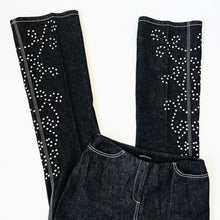 Load image into Gallery viewer, Silver Studded Flare Jeans
