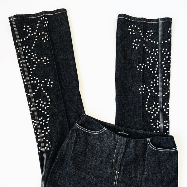 Silver Studded Flare Jeans