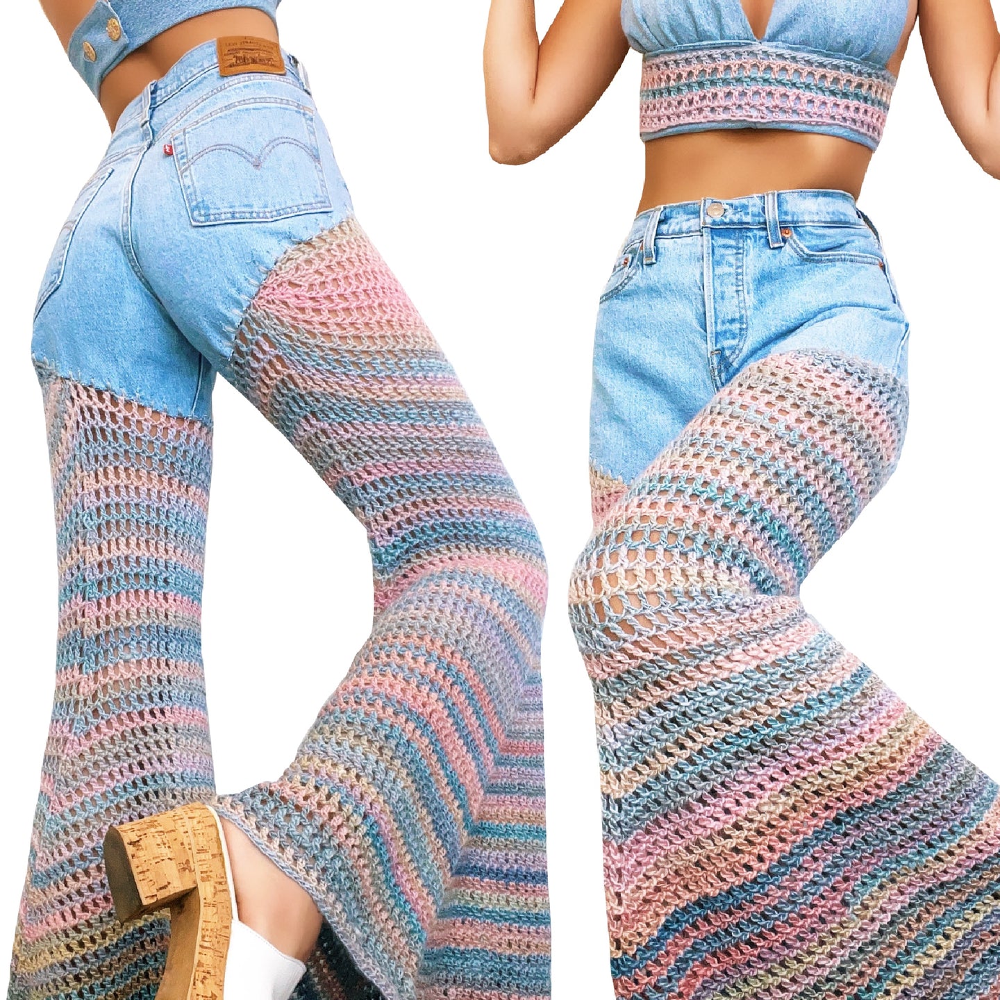 Reworked Cotton Candy Levi’s by Carolannie Crochet