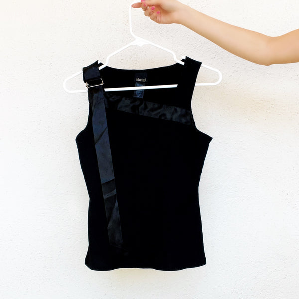 Early 2000s Black Buckle Top