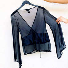 Load image into Gallery viewer, Sheer Navy Silk Top
