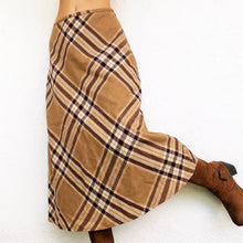 Load image into Gallery viewer, Tan Plaid Midi Skirt
