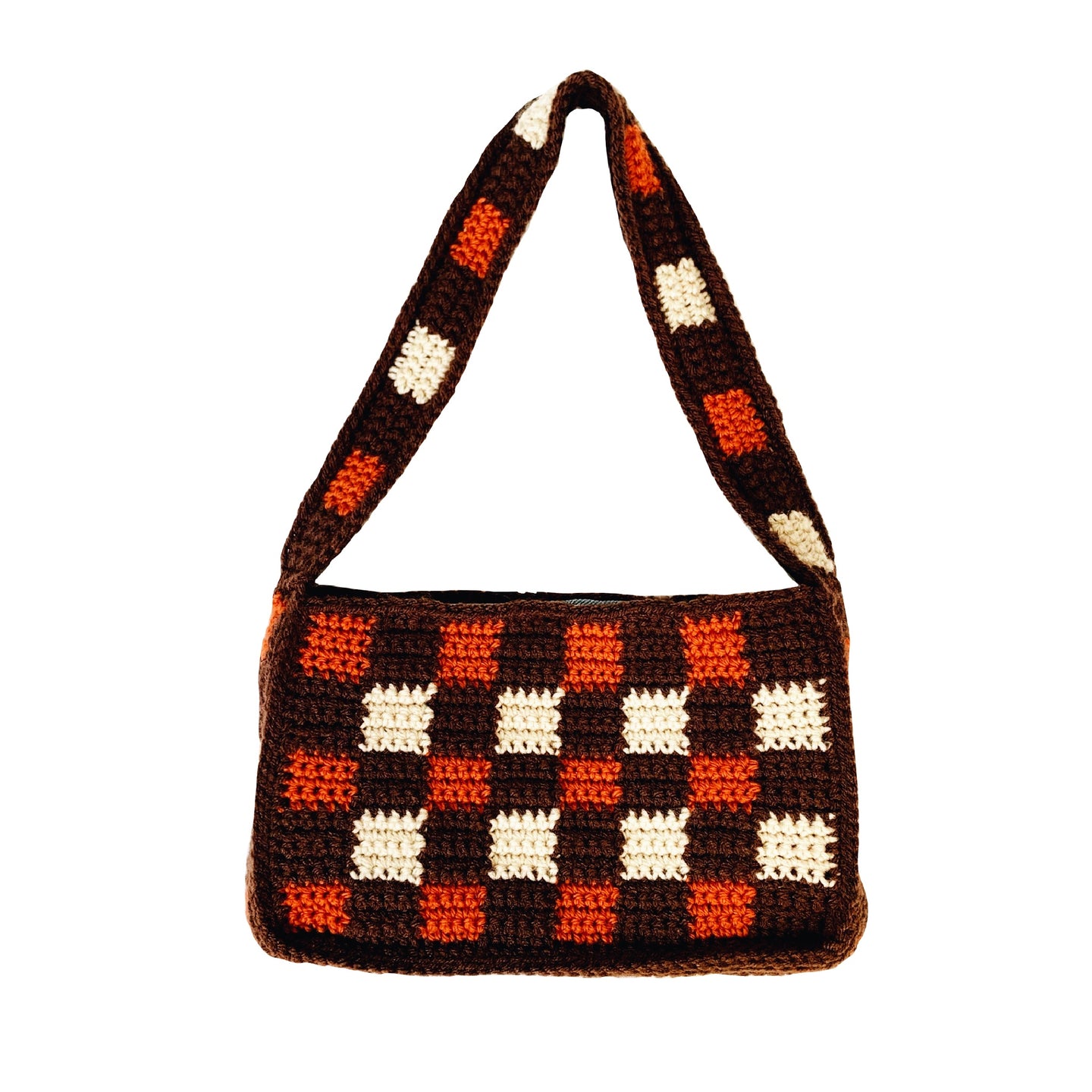 Retro Checkered Shoulder Bag by Carolannie Crochet