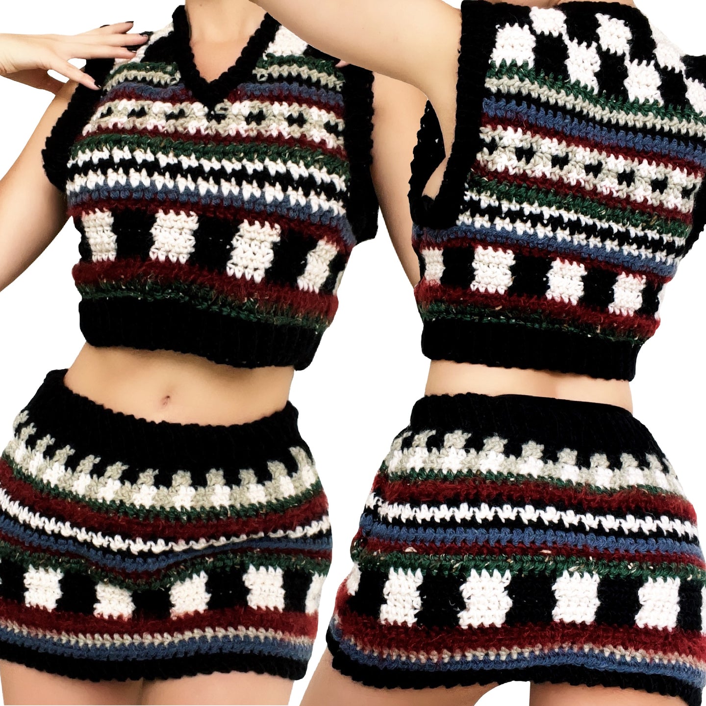Cozy Sweater Vest + Mini Skirt Set by Carolannie Crochet