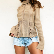 Load image into Gallery viewer, Vintage Beige Lace Up Sweater

