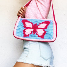 Load image into Gallery viewer, Cotton Candy Butterfly Shoulder Bag by Carolannie Crochet
