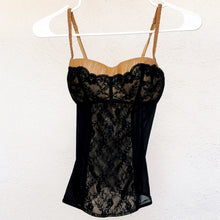 Load image into Gallery viewer, Black &amp; Gold Lacy Bustier

