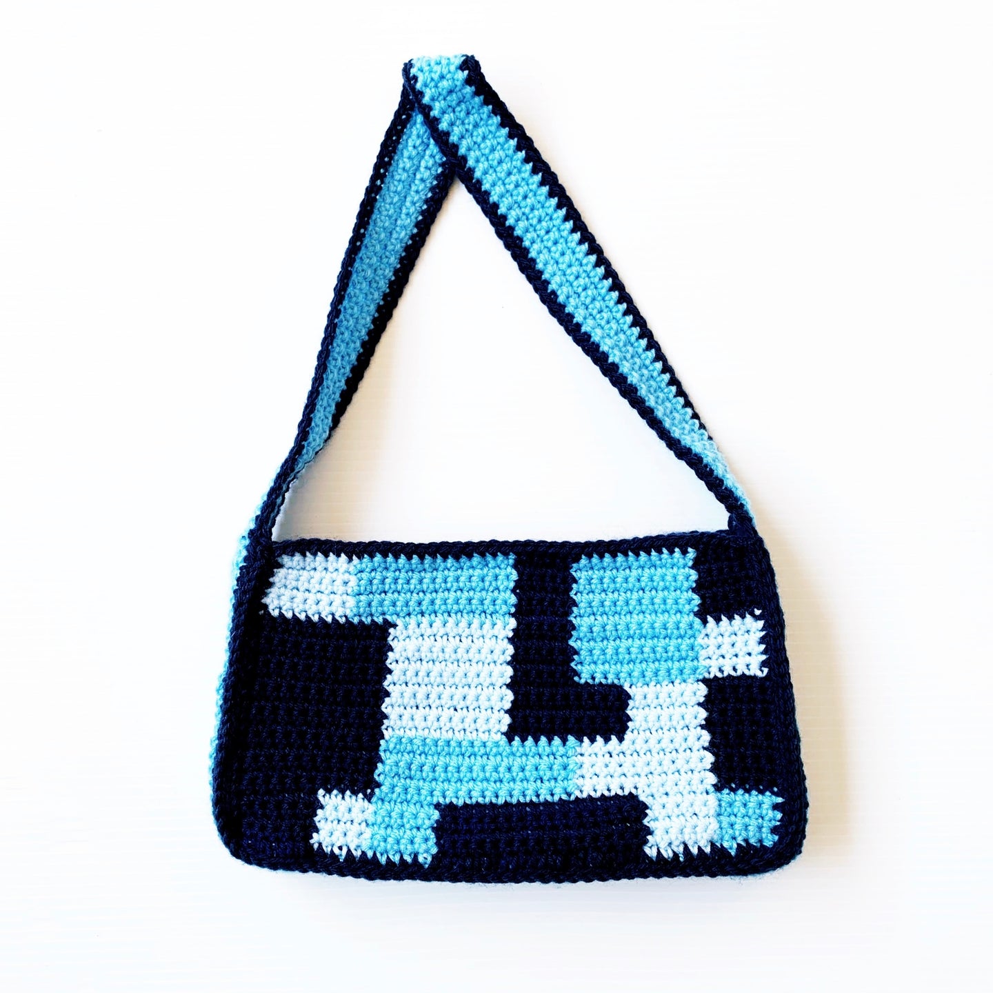 Patchwork Blues Shoulder Bag by Carolannie Crochet