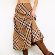 Load image into Gallery viewer, Tan Plaid Midi Skirt
