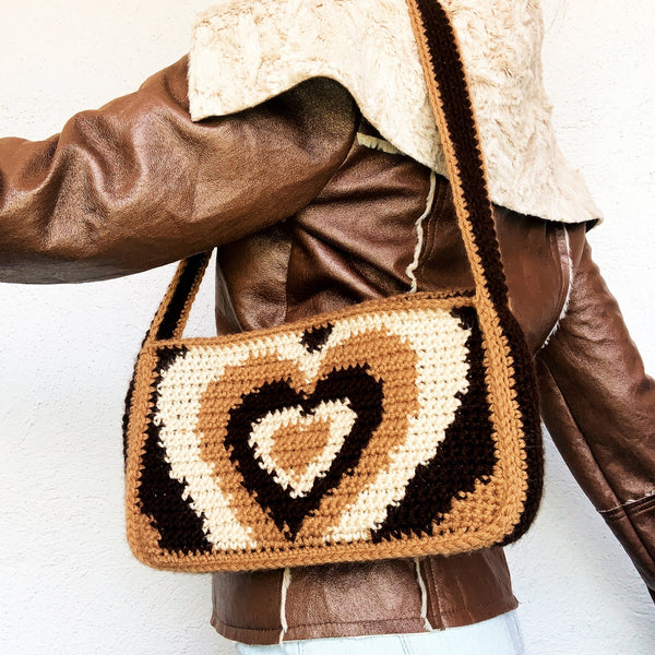 Chocolate Hearts Shoulder Bag by Carolannie Crochet